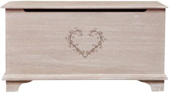 Shabby Love Chest En Bois Finition Blanc Antique L5648-G 4