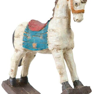 Cavallo A Dondolo In Ceramica Dipinta White