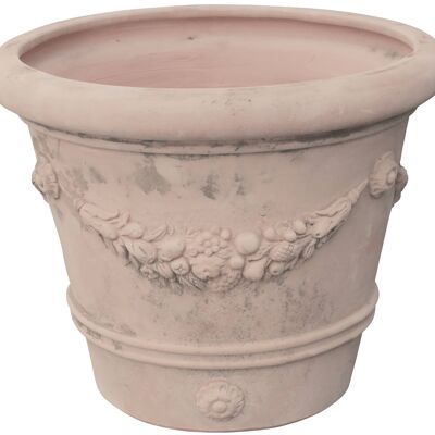 Conca Festonata Invecchiata, In Terracotta Toscana 100% Made T0315