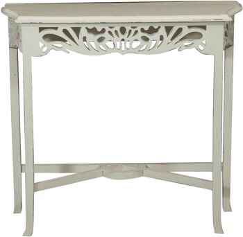 Console Elisa en bois massif finition blanc antique 2