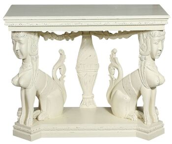 Console en bois massif avec finition blanc antique 2