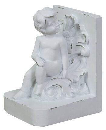 Couple Serre Livres Anges En Résine Finition Blanche R2242-B 4