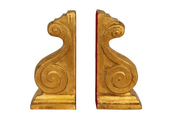 Paire de serre-livres en bois finition feuille d'or antique L7394-O 4
