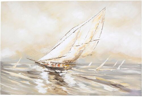Dipinto A Mano Olio Su Tela Barca Mare In Tempesta 150
