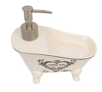 Distributeur De Savon Liquide En Porcelaine Blanche Décorée C1413 3