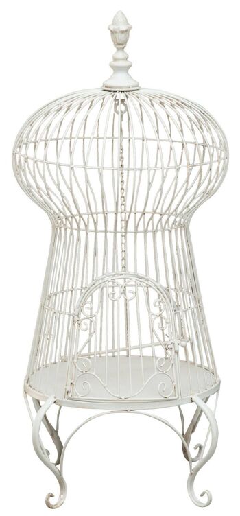 Cage en fer autoportante finition blanc antique F1399-B 1