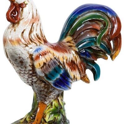 Gallo In Ceramica Decorata A Mano L38,5xpr20,5xh51 Cm