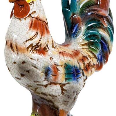Gallo In Ceramica Decorata A Mano L43,5xpr19,5xh46 Cm