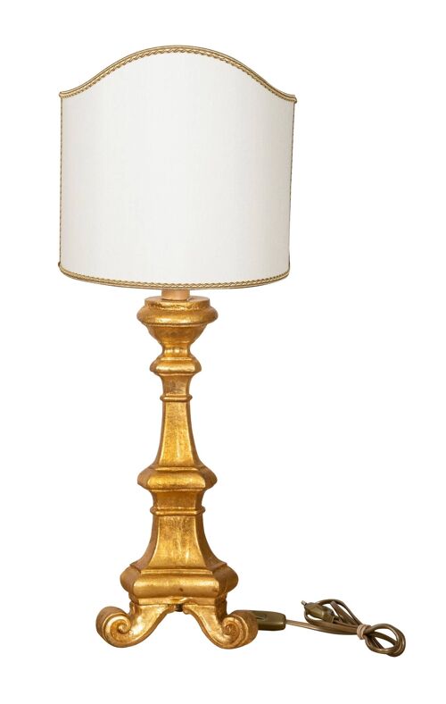 Lampada Da Appoggio In Legno Oro Grande Made In Italy