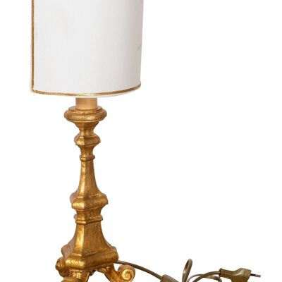 Lampada Da Appoggio Oro In Legno Made In Italy