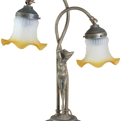 Lampada Da Tavolo Style Liberty In Fusione Di Ottone B0833