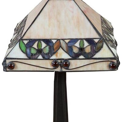Lampada Tiffany Stile Liberty In Vetro E Ottone L27xpr27xh49