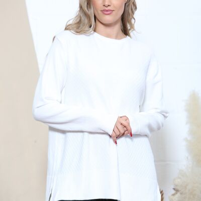 White Casual jumper with textured detail