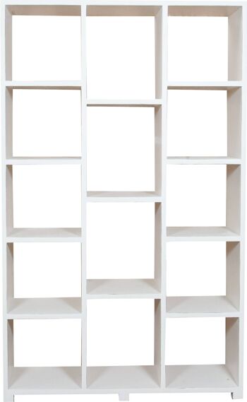 Bibliothèque en bois de tilleul massif finition blanche L6118-B 2