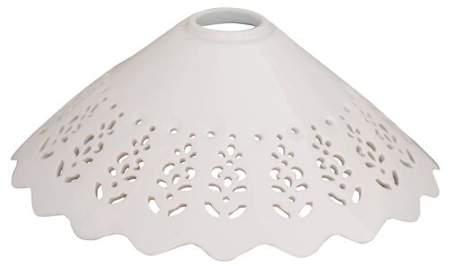 Piatto Paralume In Ceramica Bianca Traforata Diam.30x12 Cm