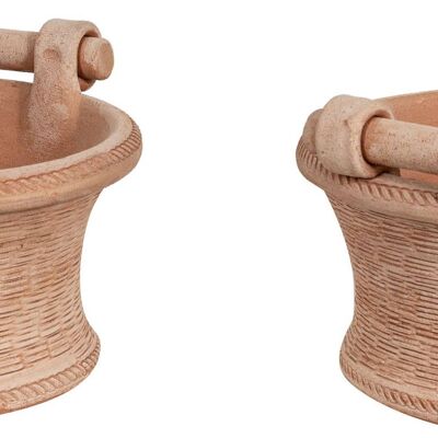 Set 2 Cesta Cestina Vaso Terracotta 100% Made In T0594-03