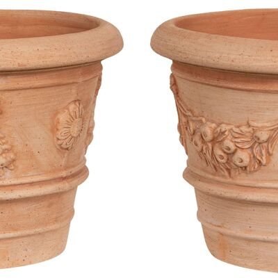 Set 2 Vaso Cesta Cestina Terracotta 100% Made In T0675-2