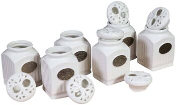 Set 6 Pots A Epices En Porcelaine Blanche L6xpr6xh11 Cm 3