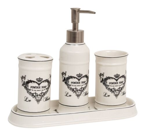 Set Bagno "powder Soap" 4 Pezzi In Porcellana Bianca C1400