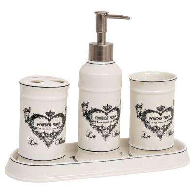 Set Bagno "powder Soap" 4 Pezzi In Porcellana Bianca C1400