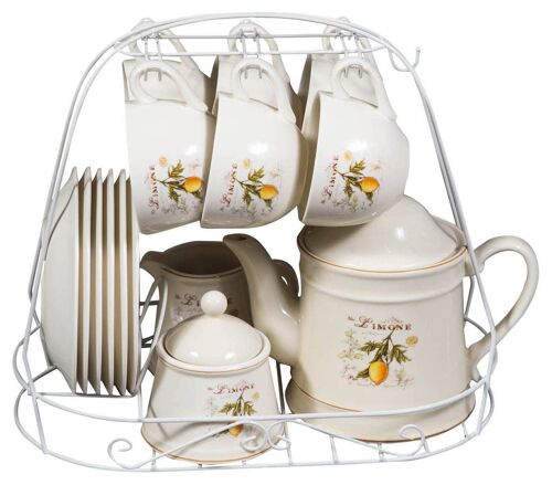 Set Colazione 15 Pz In Porcellana  Decorata Limoni