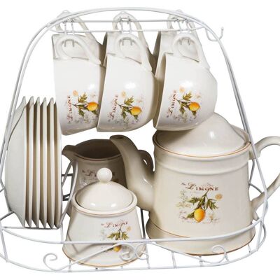 Set Colazione 15 Pz In Porcellana  Decorata Limoni