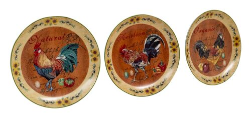 Set Tre Piatti Decorativi Da Parete In Ceramica Decor C1358
