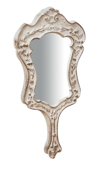 Miroir à main en bois finition argent Made In L6776 1