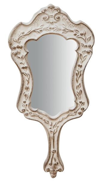 Miroir à main en bois finition argent Made In L6776 2