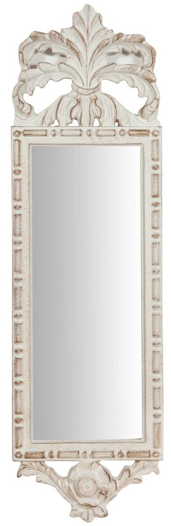 Miroir mural en bois finition blanc antique L6439 2