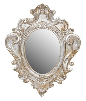 Miroir mural en bois finition feuille d'argent L6704 2