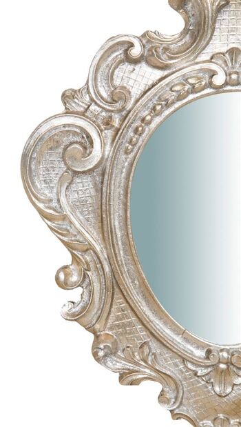 Miroir mural en bois finition feuille d'argent L6704 4