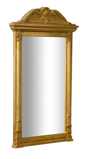 Miroir mural en bois finition feuille d'or L6763 1