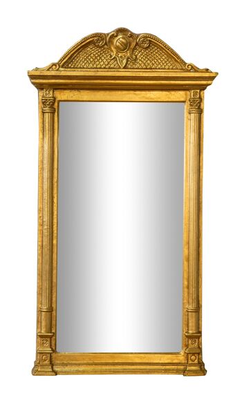 Miroir mural en bois finition feuille d'or L6763 2