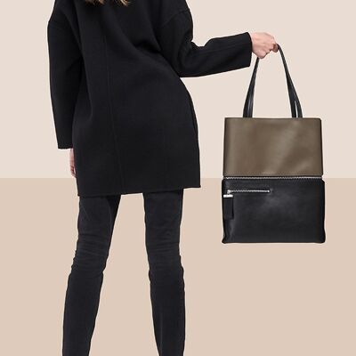 Tote bag and baguette bag, the Impeccable Bicolore Brown Black