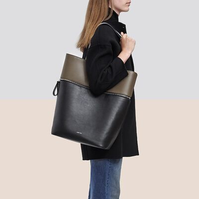 Modular oversize bag, the Generous Bicolore Brown Black