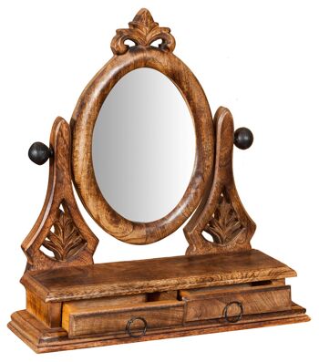 Miroir de comptoir en bois minable avec tiroir L2299 3