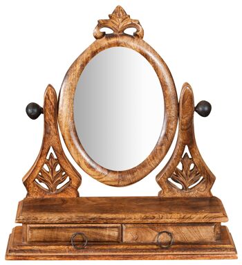 Miroir de comptoir en bois minable avec tiroir L2299 2
