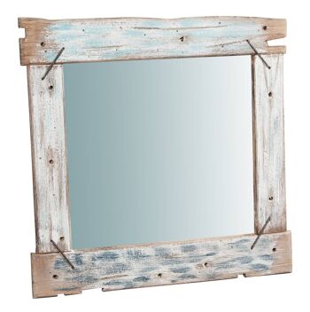 Miroir Mural En Bois Massif L60xd3,5xh60 Cm. 1