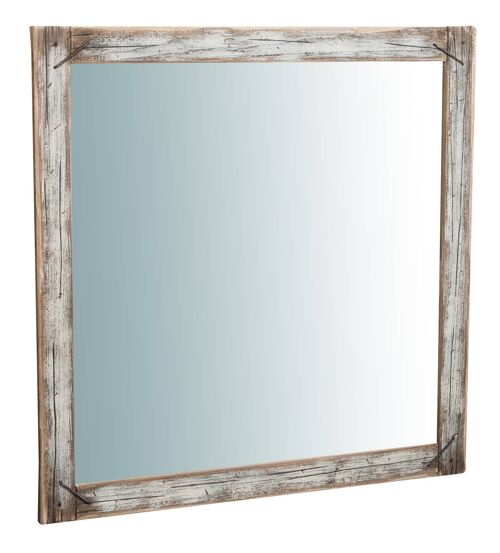 Specchio Da Parete In Legno Massello Quadrato Rustico