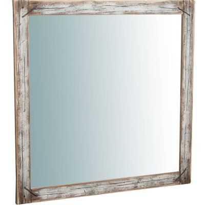 Specchio Da Parete In Legno Massello Quadrato Rustico