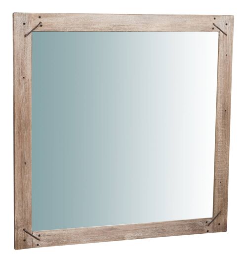 Specchio Da Parete In Legno Massello Rustico Quadrato