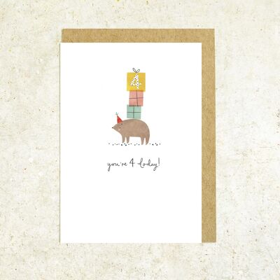 Age 4 bear birthday card