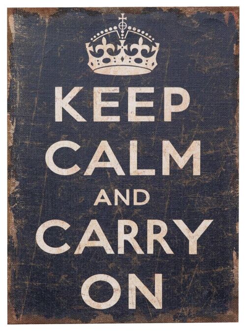 Stampa 'keep Calm And Carry On' Su Tela In Juta Grezza L5713
