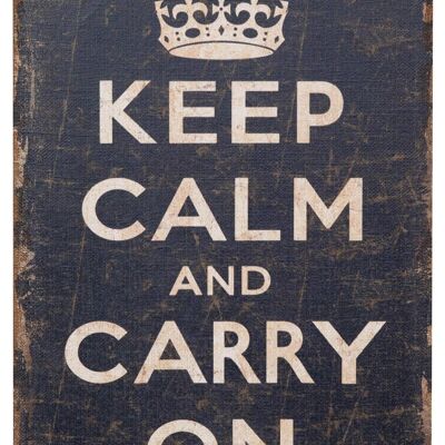 Stampa 'keep Calm And Carry On' Su Tela In Juta Grezza L5713