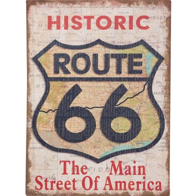 Stampa 'route 66'  Tela In Juta Grezza Anticata