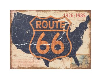 'Route 66' Impression Sur Toile De Jute Brut Antique L5700 1