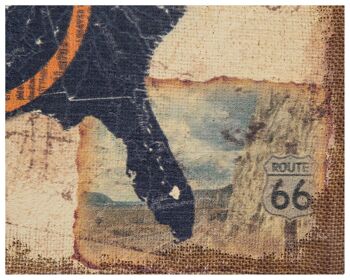 'Route 66' Impression Sur Toile De Jute Brut Antique L5700 4