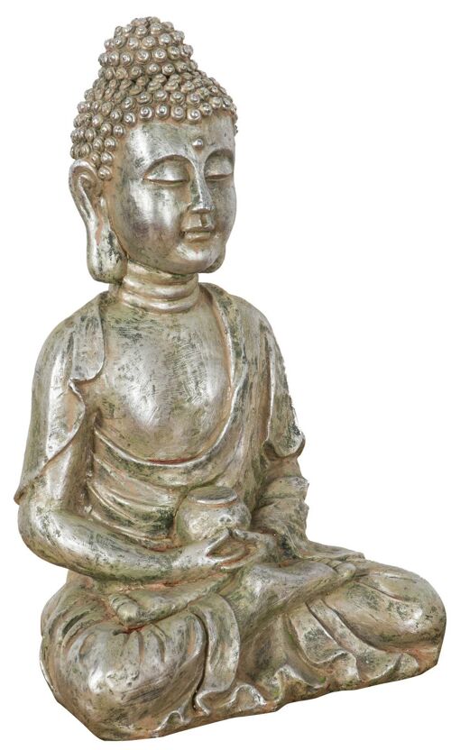 Statua Di Buddha In Resina Finitura Oro Anticato L33x R2255