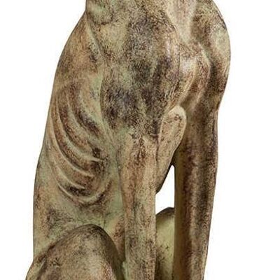 Statua Di Cane Seduto In Gesso Dipinto Finitura Antic X1714